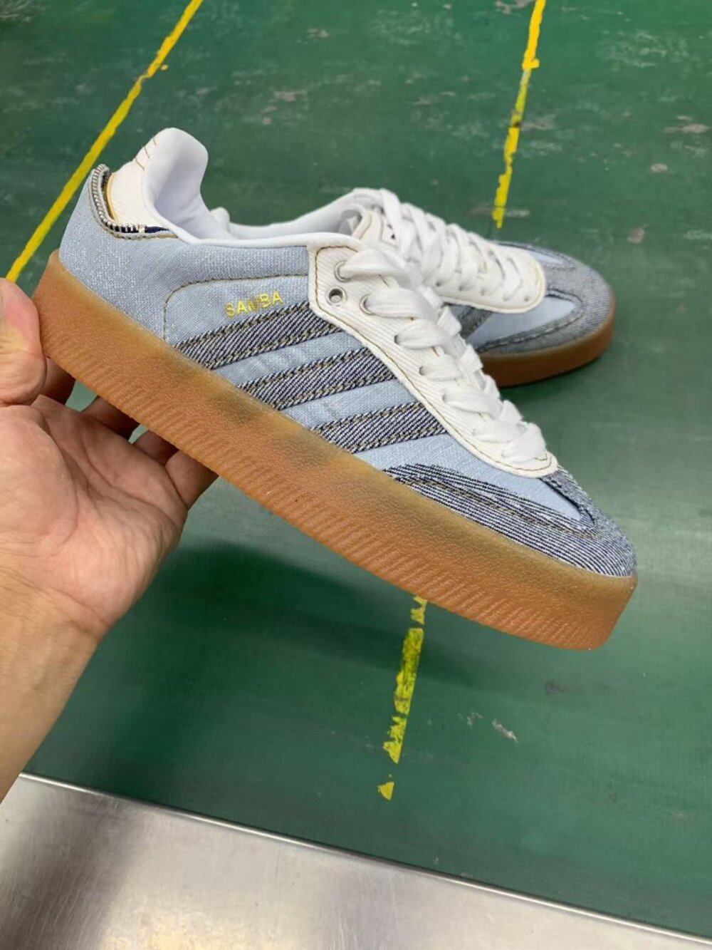 Adidas Samba Platform Light Blue Denim Gum Sole Shoes